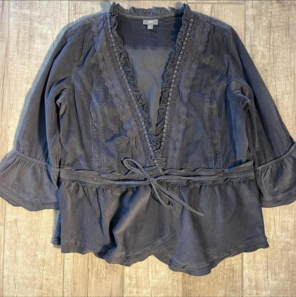 J. Jill Corduroy Ruffled Blouse M